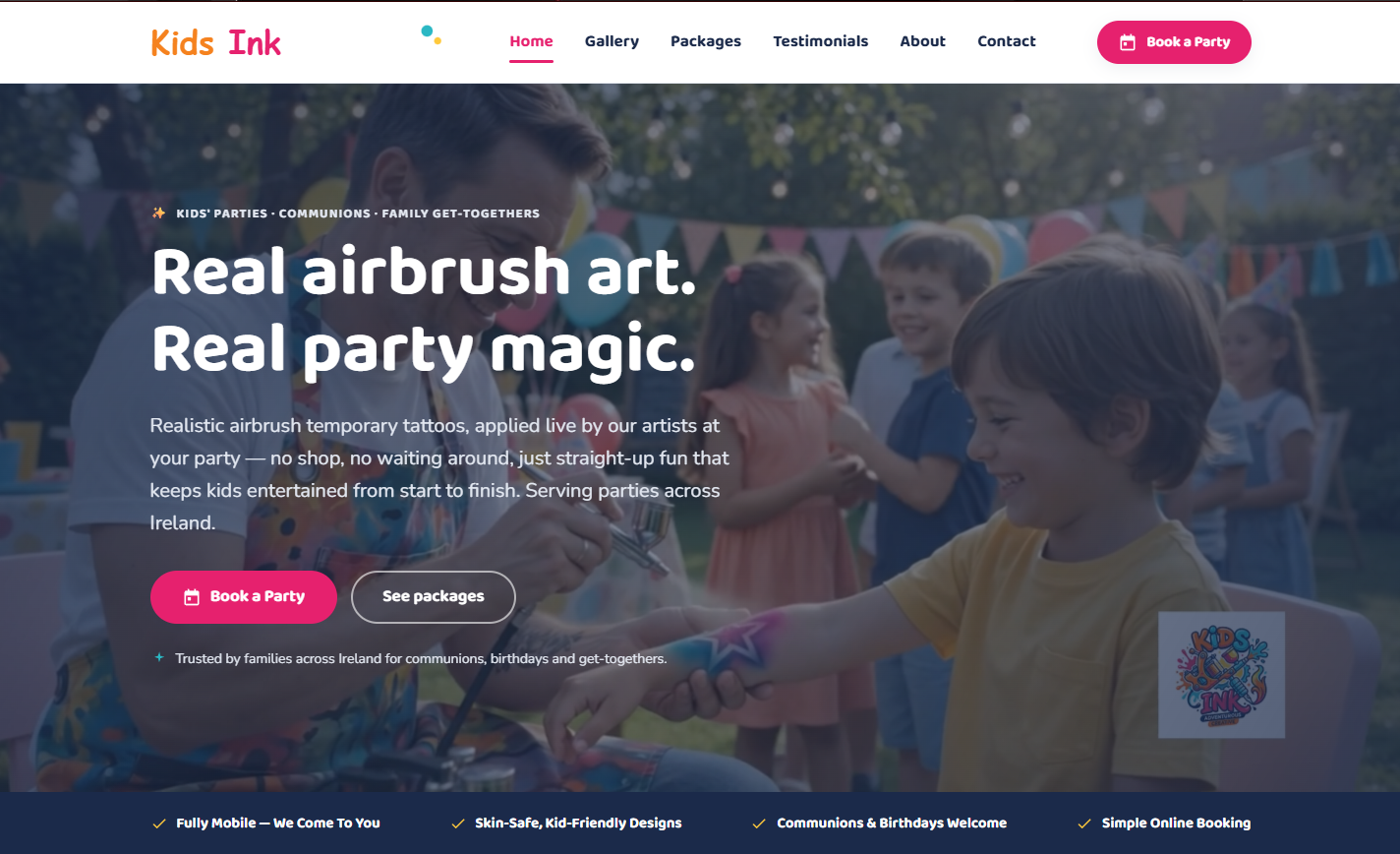 Kids Ink website screenshot